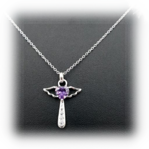 Collier Croix Tsadqiel Mauve